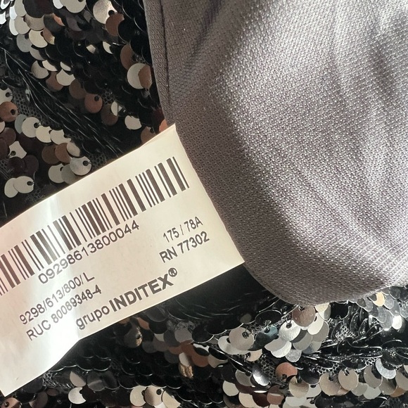 ZARA SEQUIN MIDI SKIRT BLACK - Picture 3 of 13